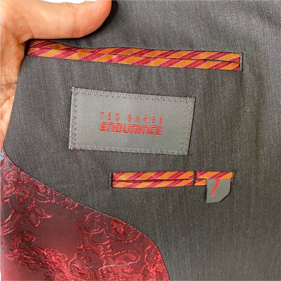 Ted Baker Endurance Gunmetal Gray Wool Sportscoat Blazer Jacket 40L - Picture 7 of 10